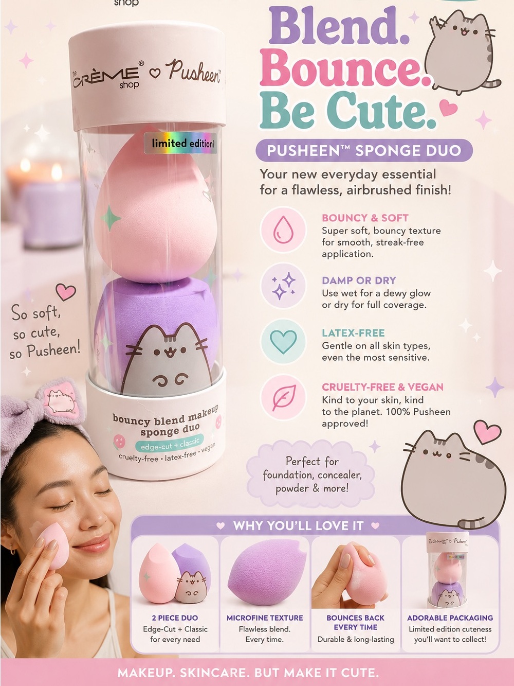 Pusheen x The Creme Shop Bouncy Blend Sponge Duo